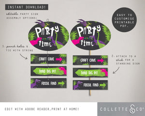 Pink Dinosaur Party Printable Room Sign
