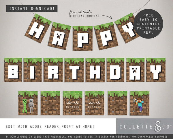 FREE Minecraft Party Pack Printables