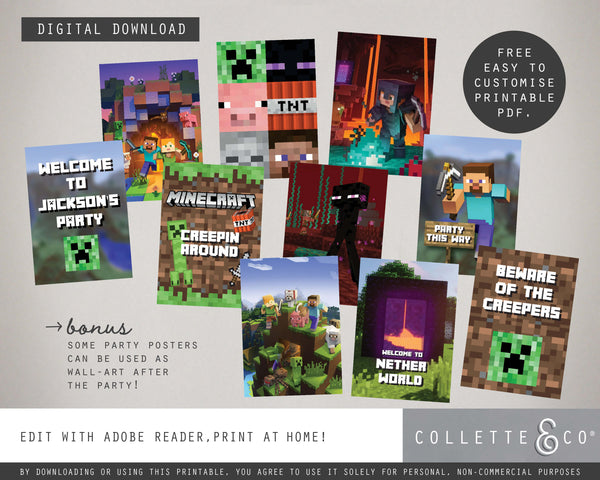 FREE Minecraft Party Pack Printables