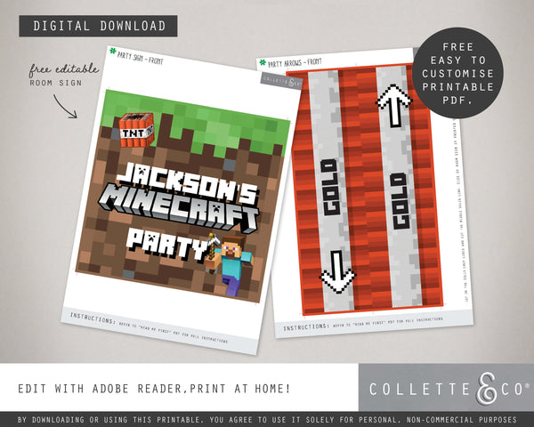 FREE Minecraft Party Pack Printables