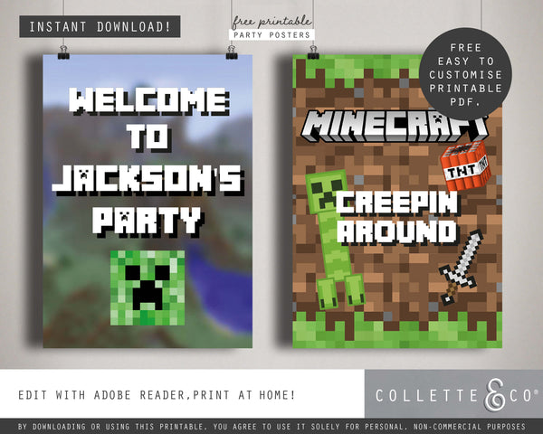 FREE Minecraft Party Pack Printables