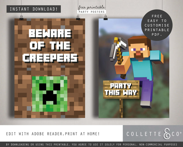 FREE Minecraft Party Pack Printables