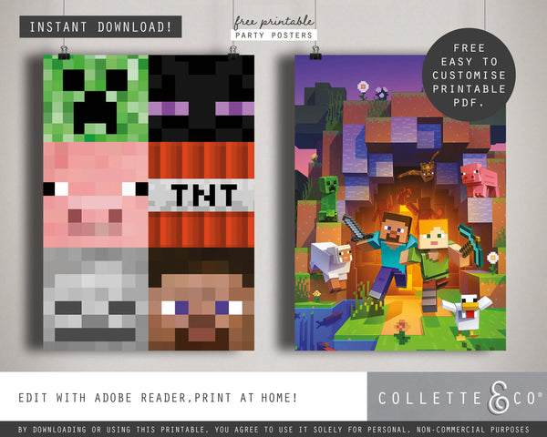 FREE Minecraft Party Pack Printables
