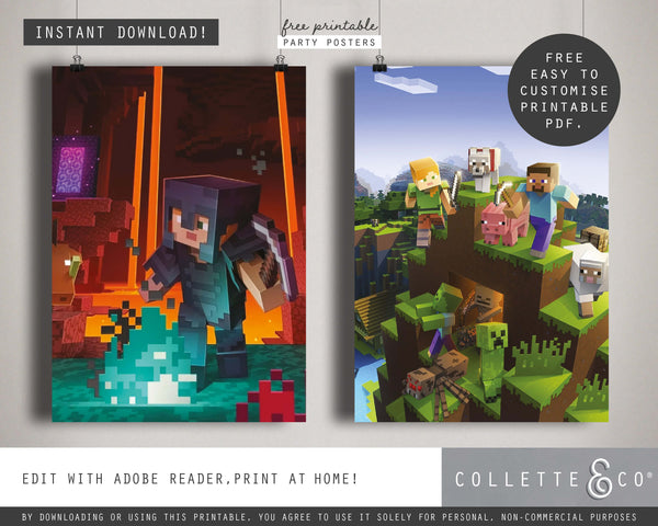 FREE Minecraft Party Pack Printables