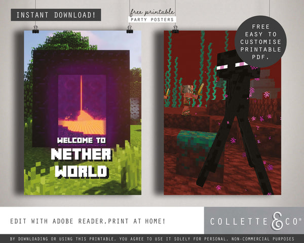 FREE Minecraft Party Pack Printables