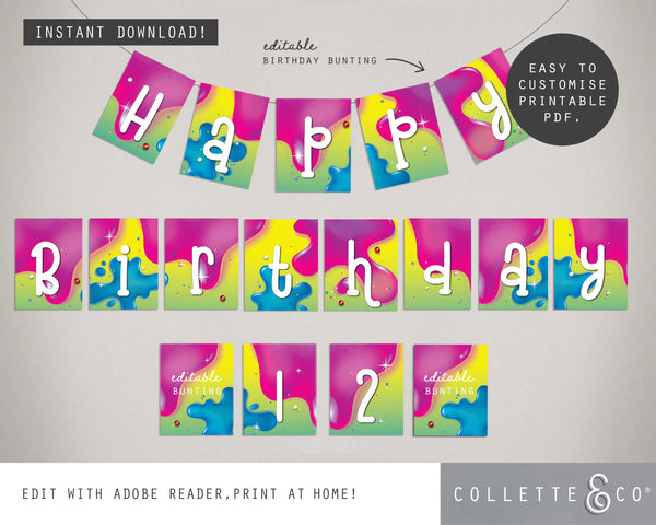 Slime Party Printable Bunting
