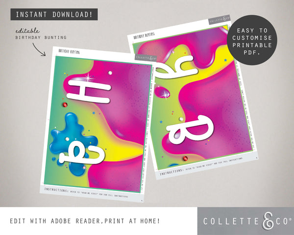 Slime Party Printable Bunting