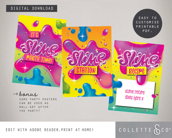 Slime Party Printable Posters