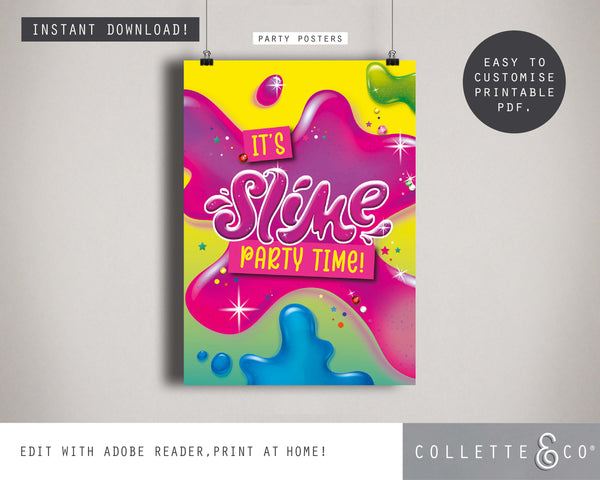 Slime Party Printable Posters