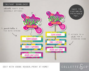 Slime Party Printable Room Sign