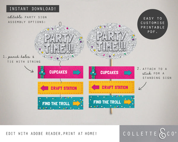 Trolls Party Printable Room Sign