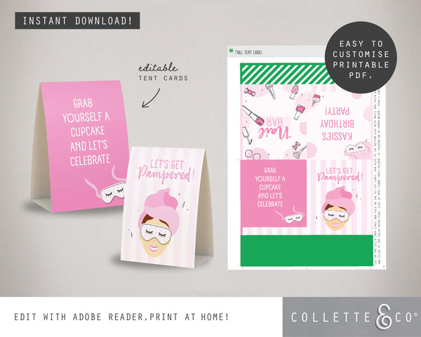 Pamper Party Printable Food Decor