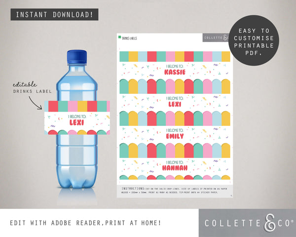 Toy Adoption Party Printable Drinks Label
