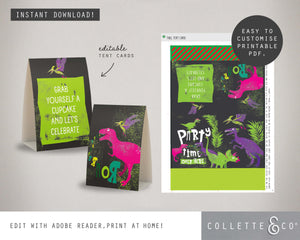 Pink Dinosaur Party Printable Food Decor