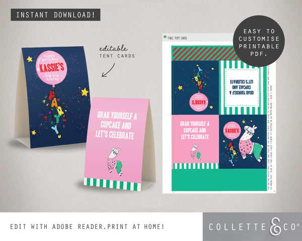 Llama Party Printable Food Decor