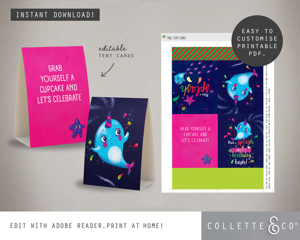 Narwhal Party Printable Food Decor