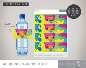 Pink Slime Party Printable Drinks Label