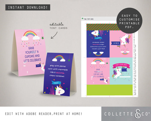 Unicorn Party Printable Food Decor