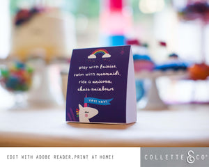 Unicorn Party Printable Food Decor