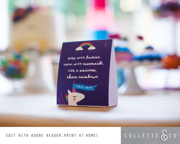 Unicorn Party Printable Food Decor