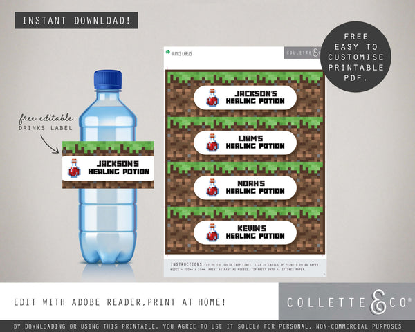 FREE Minecraft Party Pack Printables