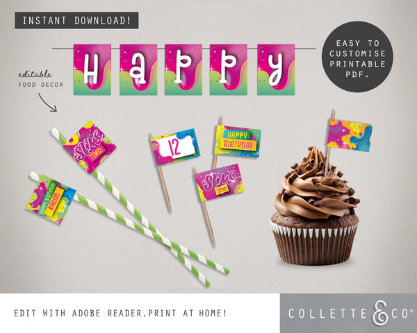Slime Party Printable Food Decor