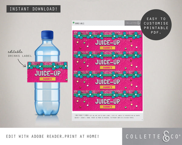 Trolls Party Printable Drinks Label