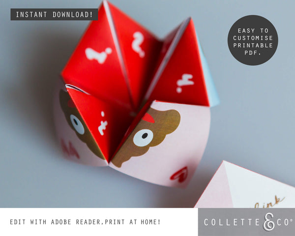 Valentine's Day Printable Fortune Teller Poop Emoji