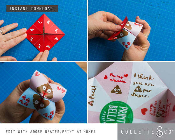 Valentine's Day Printable Fortune Teller Poop Emoji