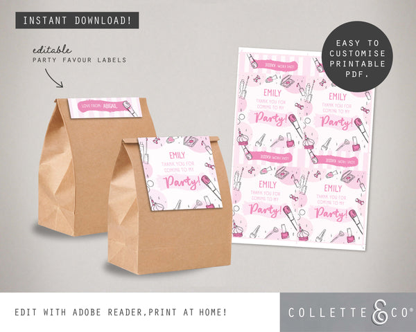 Pamper Party Printable Favour Pack