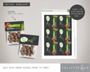 Dinosaur Eggs Printable Favour Candy Bag Toppers & Labels