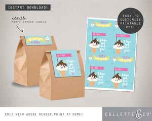 Ice Cream Party Printable Favour Pack
