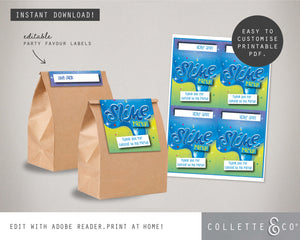 Blue Slime Party Printable Favour Pack