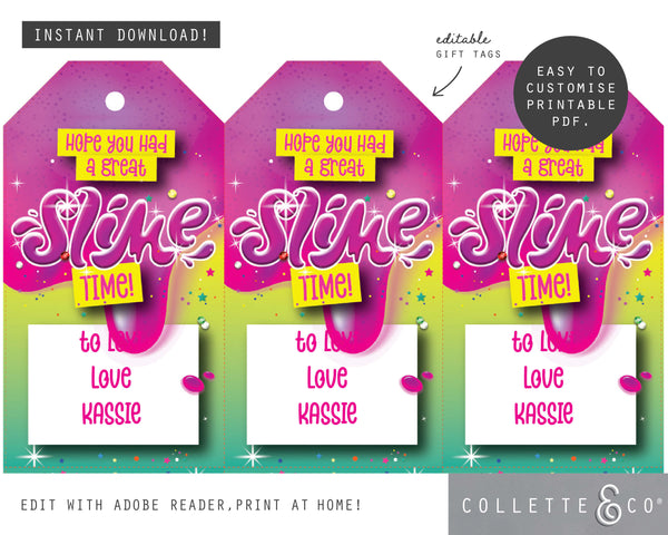 Pink Slime Party Printable Favour Pack