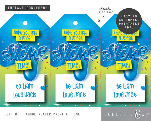 Blue Slime Party Printable Favour Pack