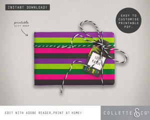 Pink Dinosaur Party Printable Wrapping Paper & Gift Tags