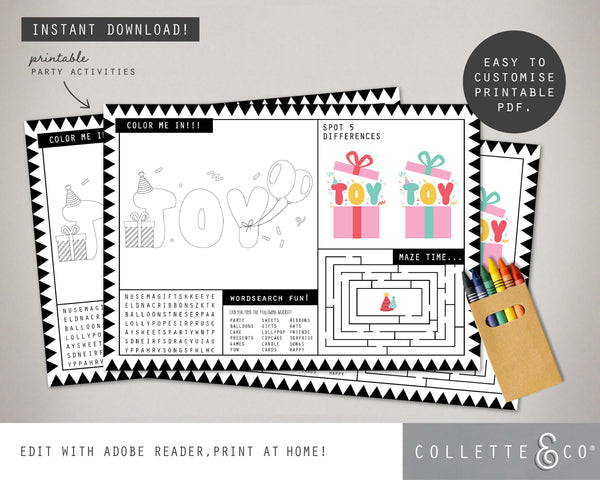Toy Adoption Party Printable Activities
