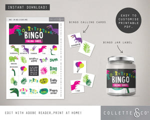 Pink Dinosaur Party Printable Bingo