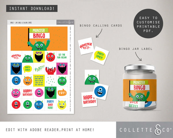 Monster Party Printable Bingo