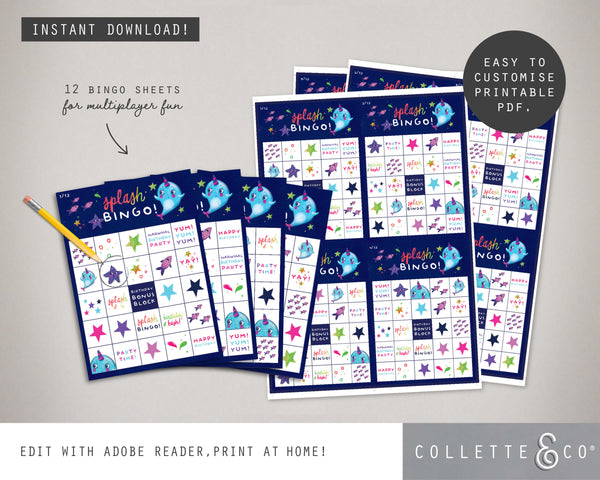 Narwhal Party Printable Bingo