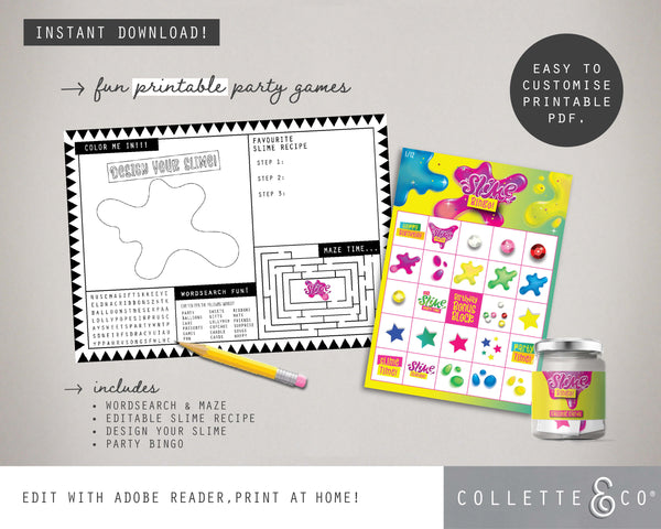 Pink Slime Party Pack Printables