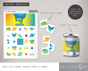 Blue Slime Party Printable Bingo