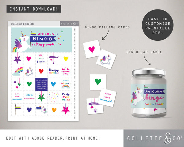 Unicorn Party Printable Bingo