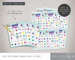 Unicorn Party Printable Bingo