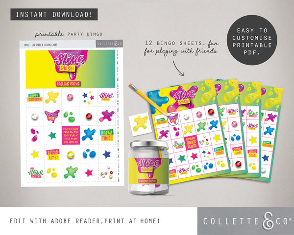 Slime Party Printable Bingo