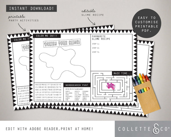 Slime Party Printable Activity Sheet