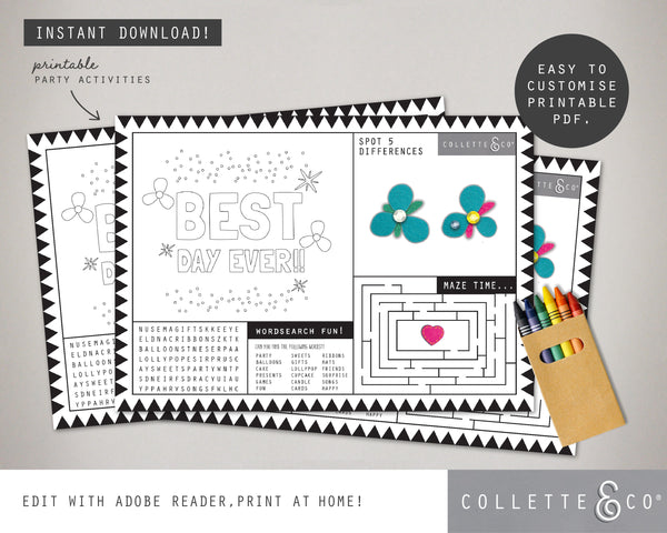 Trolls Party Printable Activity Sheet & Colouring Page