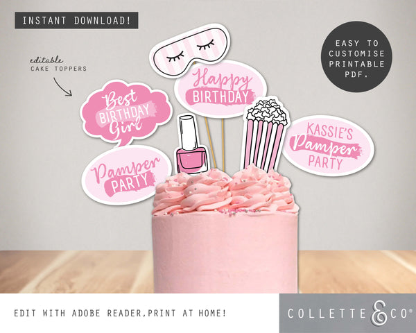 Pamper Party Printable Cake Topper