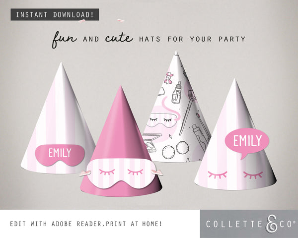 Pamper Party Printable Party Hats