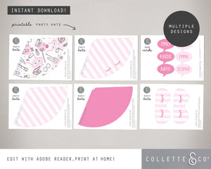 Pamper Party Printable Party Hats